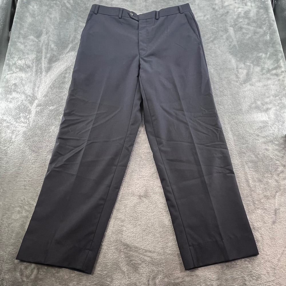 Lauren Ralph Lauren Mens 35x30 Navy Blue Wool Flat Front Dress Pants Trousers